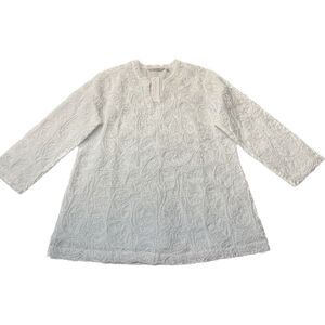 Soft Surroundings White Top Tunic Embroidered Detail 100% Cotton‎ Size Small